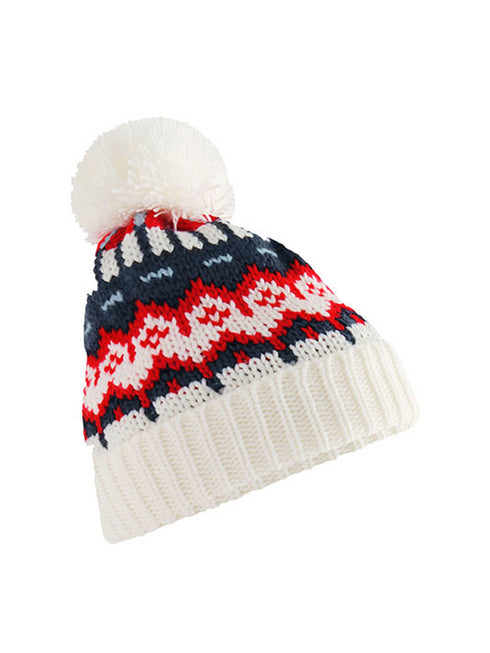 Retro Ski Beanie Red - White